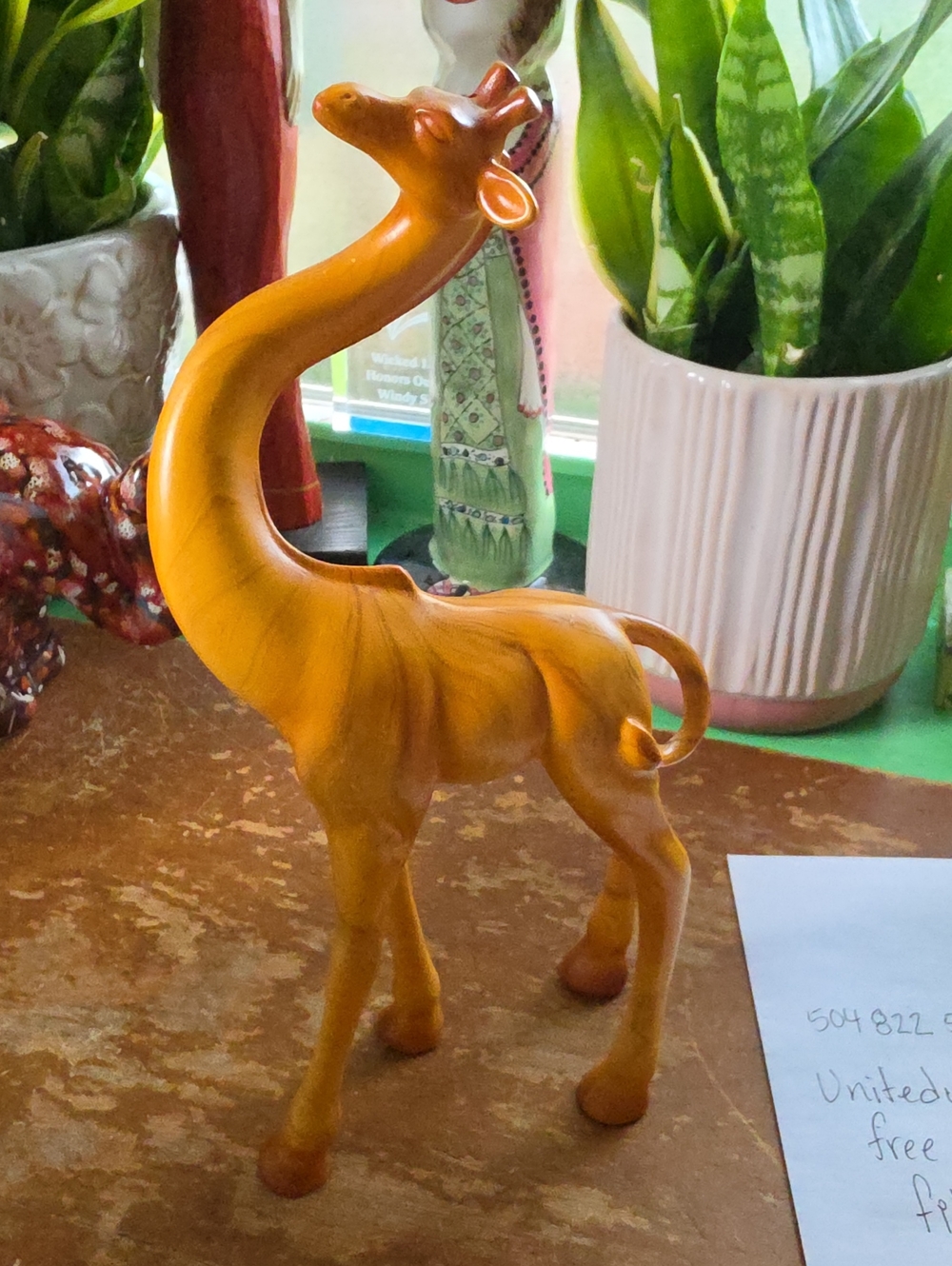 Yellow Wood Giraffe Figurine - Home Art